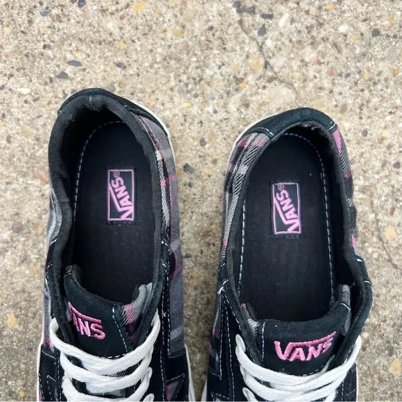 (Sold) Vans Plaid Skate Shoe Sneaker Pink Black Plaid Emo Draculara Tory Herring - Picture 8 of 12